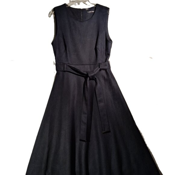 Calvin Klein Dresses & Skirts - CALVIN KLEIN Dress  sz 10  MIDI  A-Line  Navy Blue  Faux Suede  Sleeveless  NWT